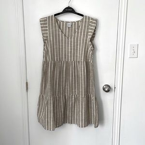 ICHI Striped linen blend tent dress